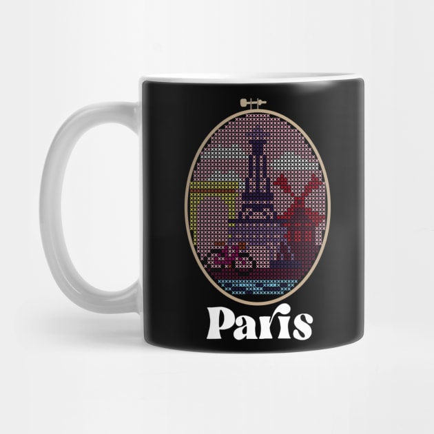 Paris Cross Stitch in an Embroidery Hoop by YourGoods